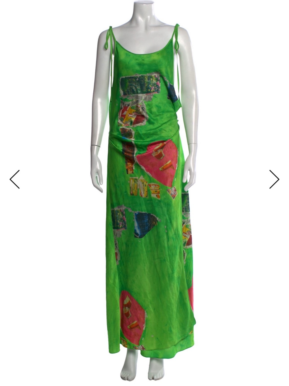 Acne Green Silk Print Maxi Dress